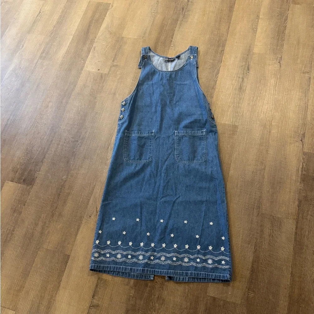 Vintage Embroidered Blue Denim Dress - Picture 2 of 14